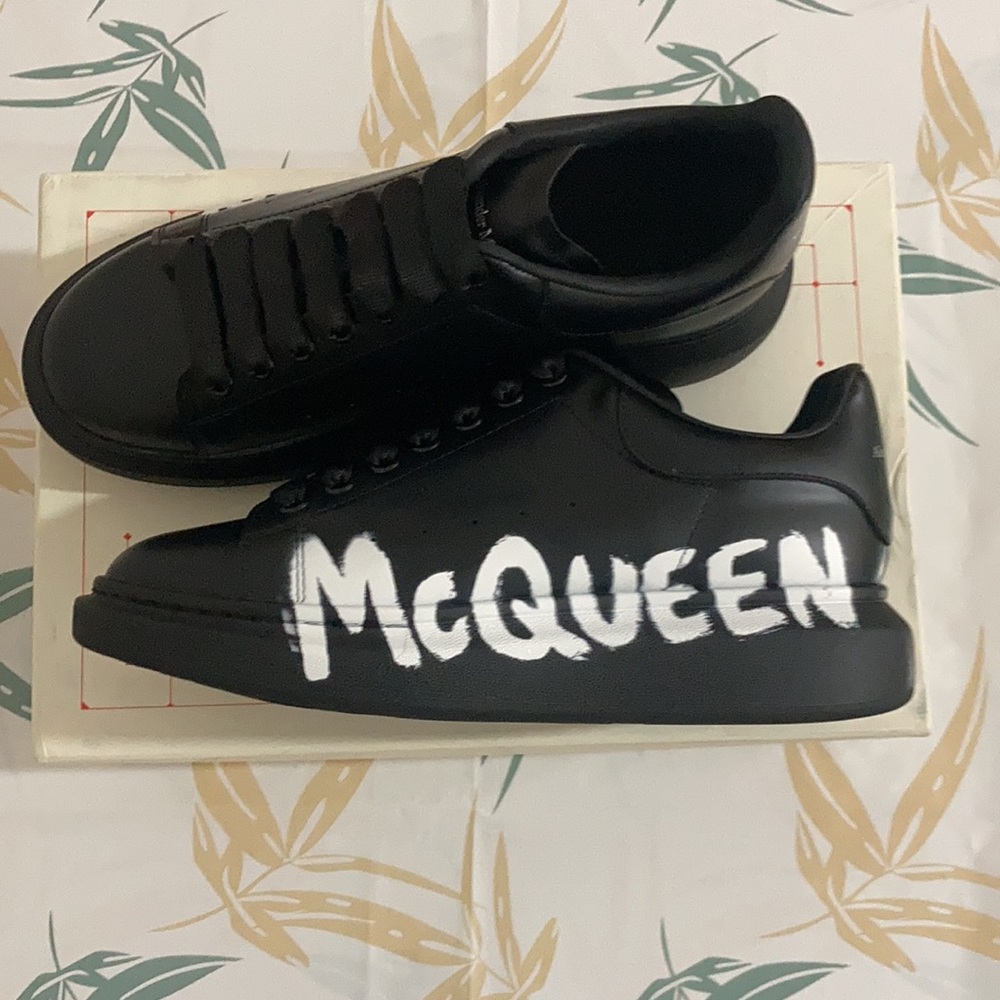 Alexander McQueen Black And White Graphic Sneakers Size EU44